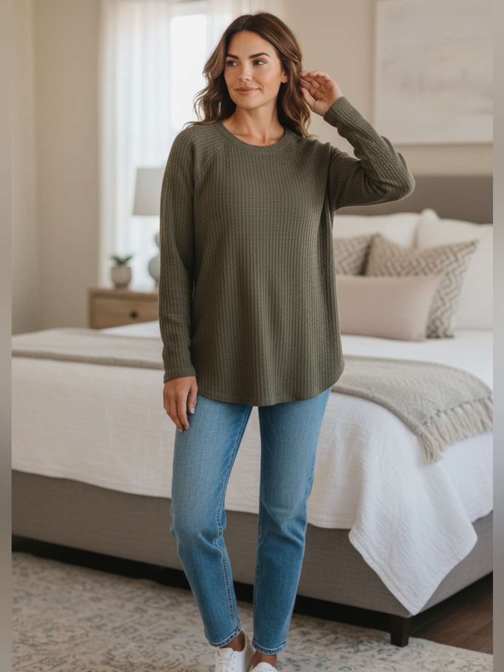 2 American Eagle Outfitters Waffle Knit Pullovers SZ M